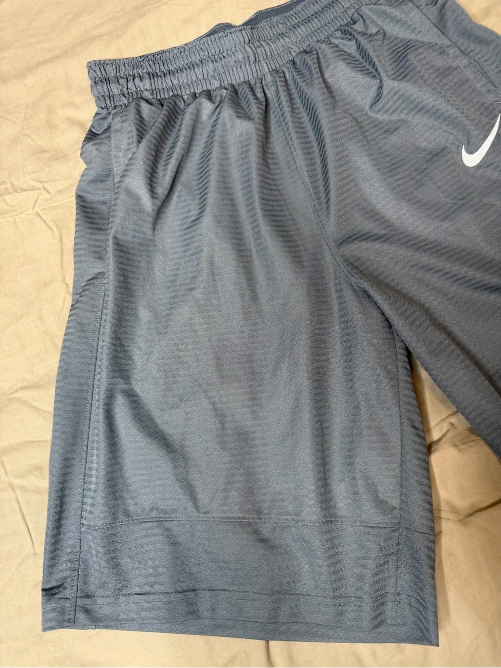 Nike Men's Charcoal Athletic Shorts with White Swoosh